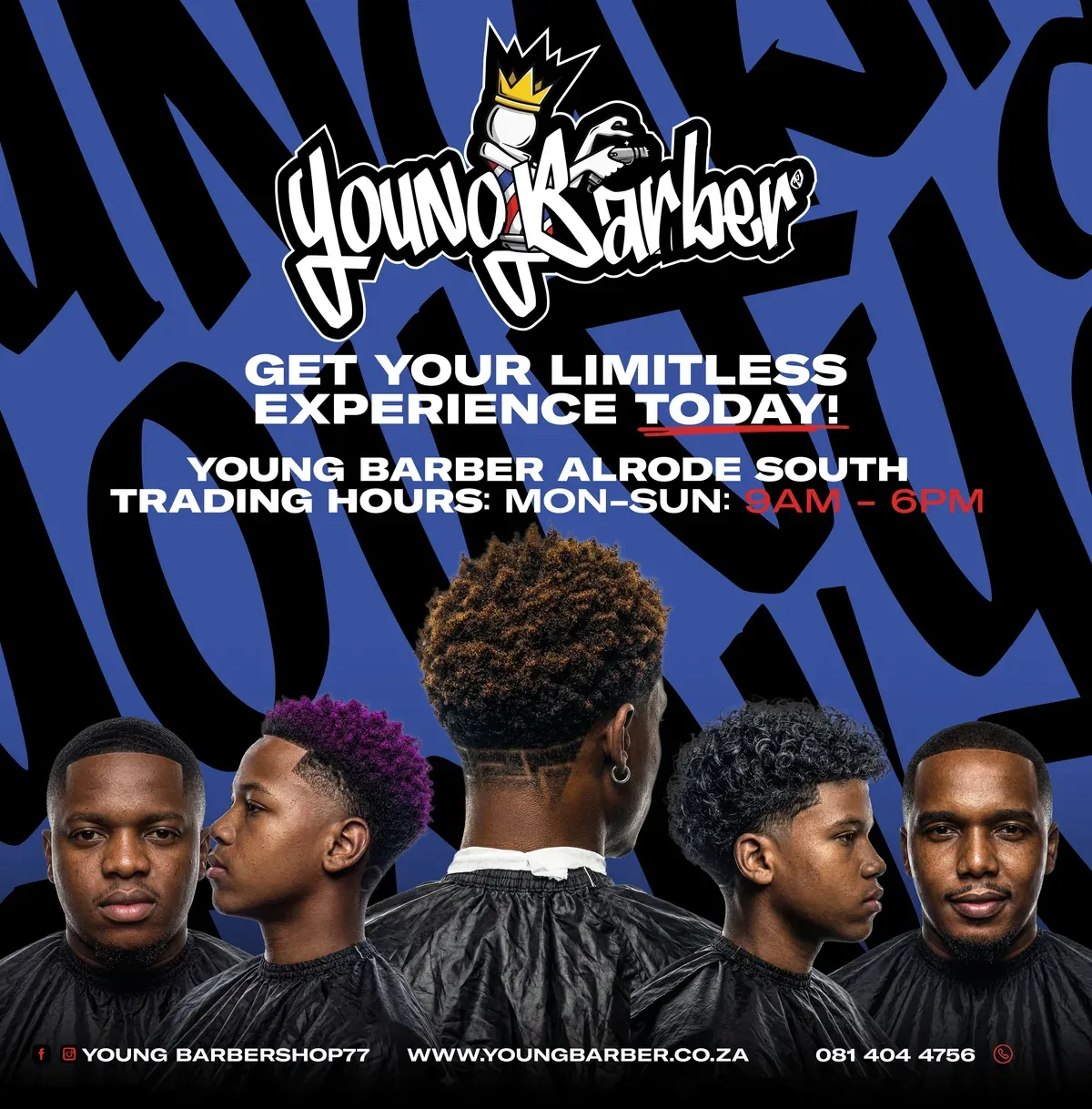 Alrode South trading-hours banner with five customers