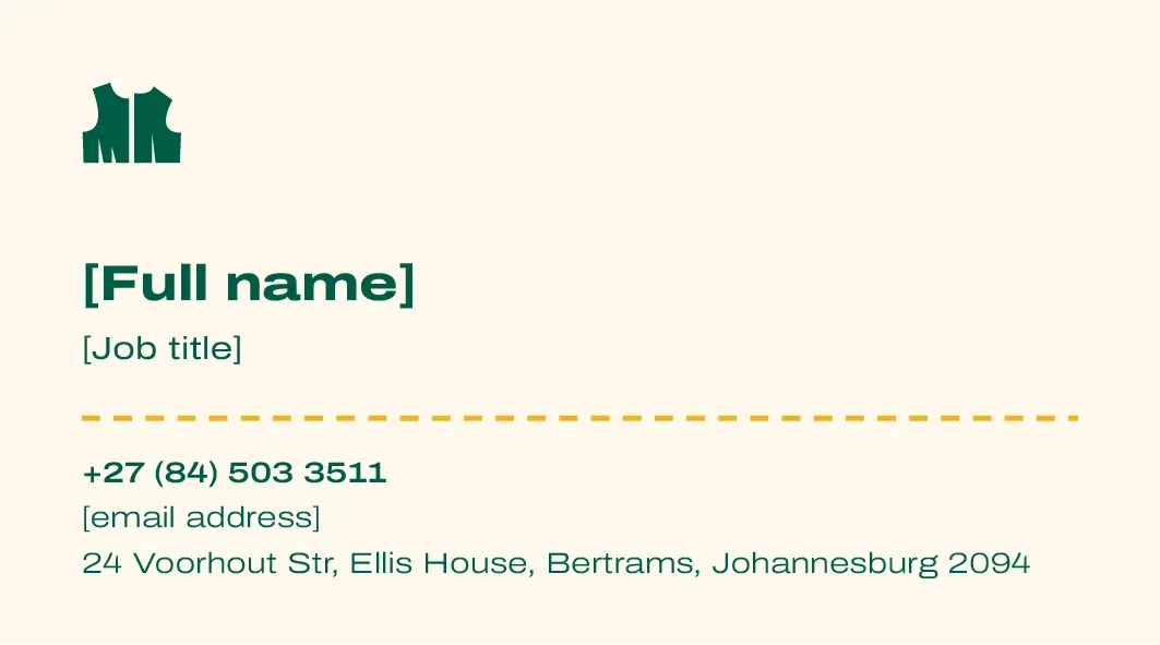 Business card back: contact details on cream