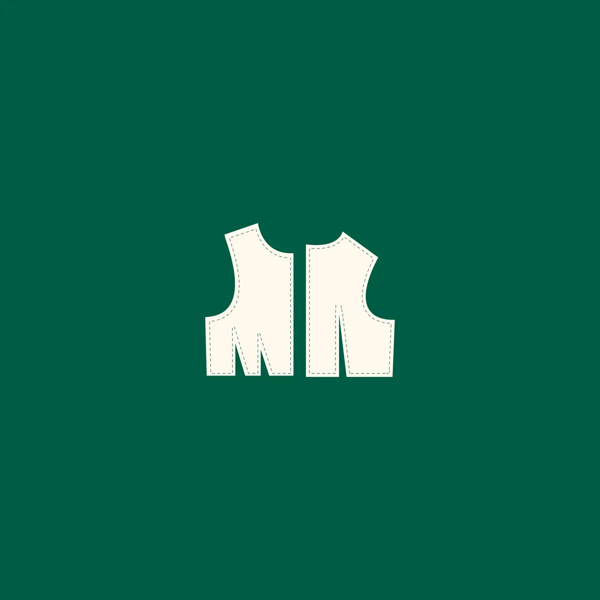 Bodice pattern-block mark, cream on green